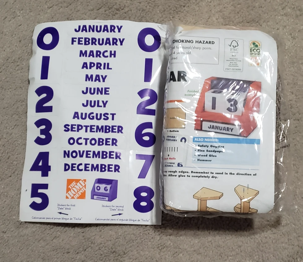New Home Depot DIY Perpetual Calendar Kit - photo 2