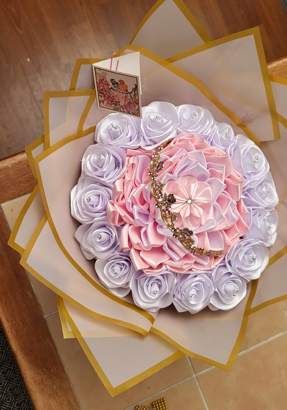Handmade Rose Bouquet with Crown