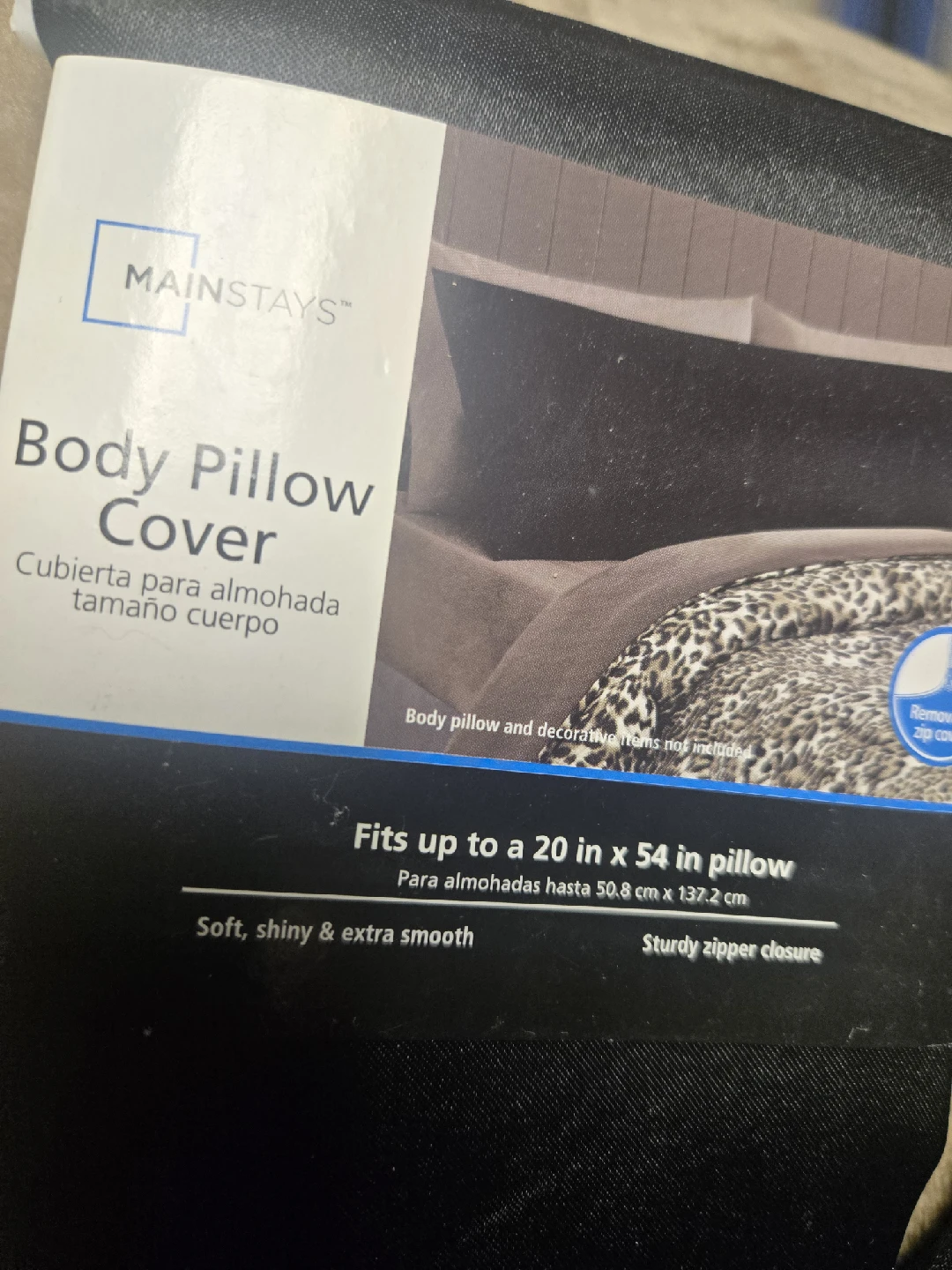 Mainstays Body Pillow Cover - Black, 20x54 - photo 3