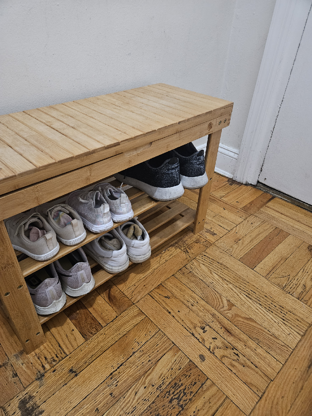 Bamboo Shoe Rack Wood Bench With Storage Shelf - photo 5