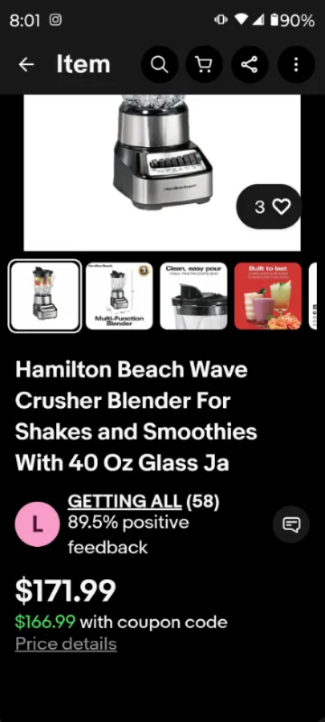 Hamilton Beach 54221 Wave Crusher Blender brand new... image indicator(8)
