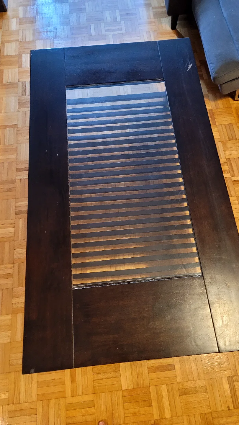 Dark Brown Coffee Table with Glass Center image indicator(2)