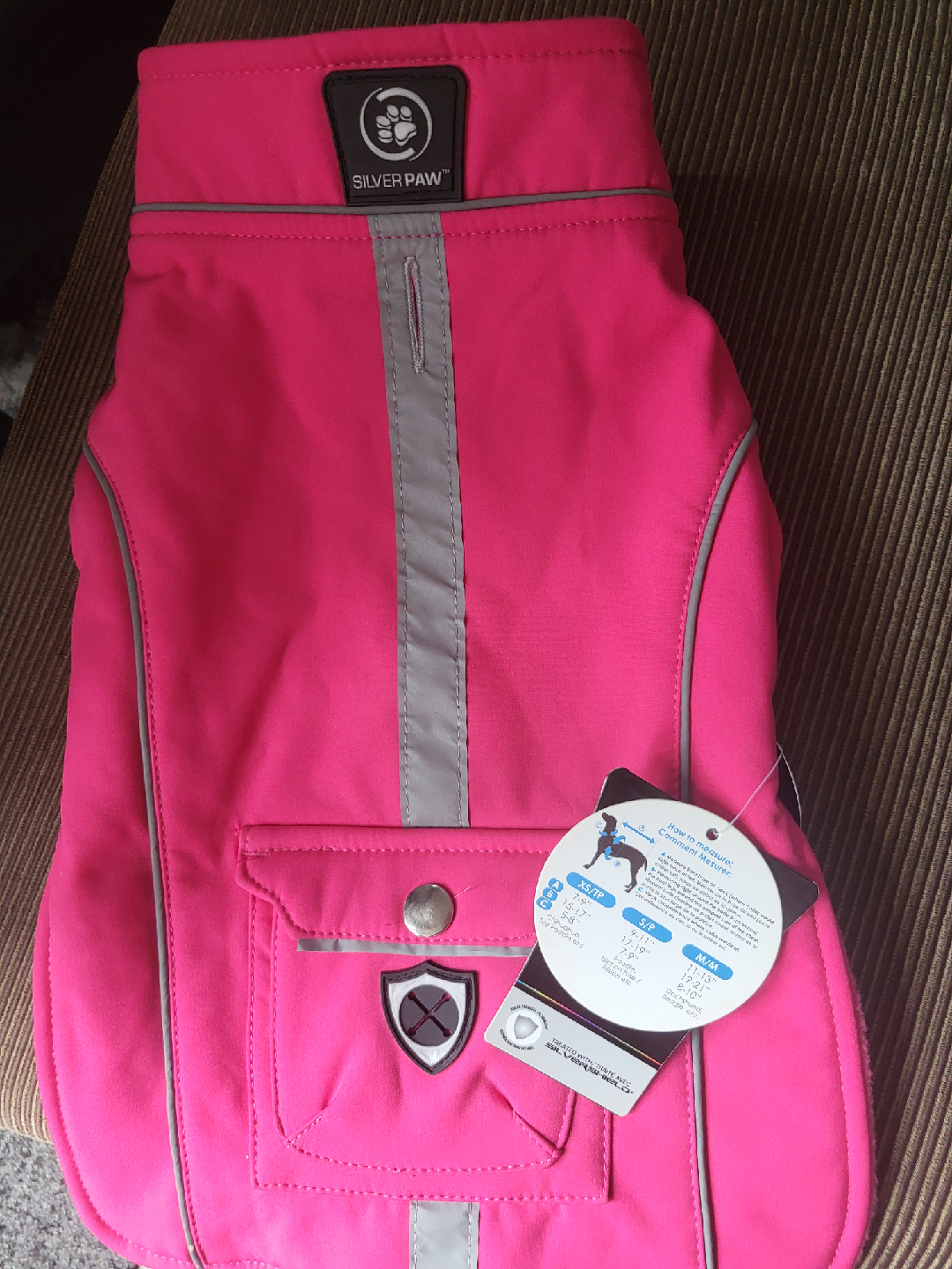 New Silver Paw Dog Coat - Size m - Pink