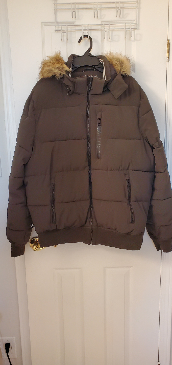Nautica Khaki Puffer Winter Jacket, Men Size L/G