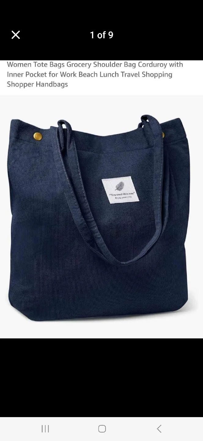 Corduroy Tote Bag - Brown, Navy, Grey image indicator(6)