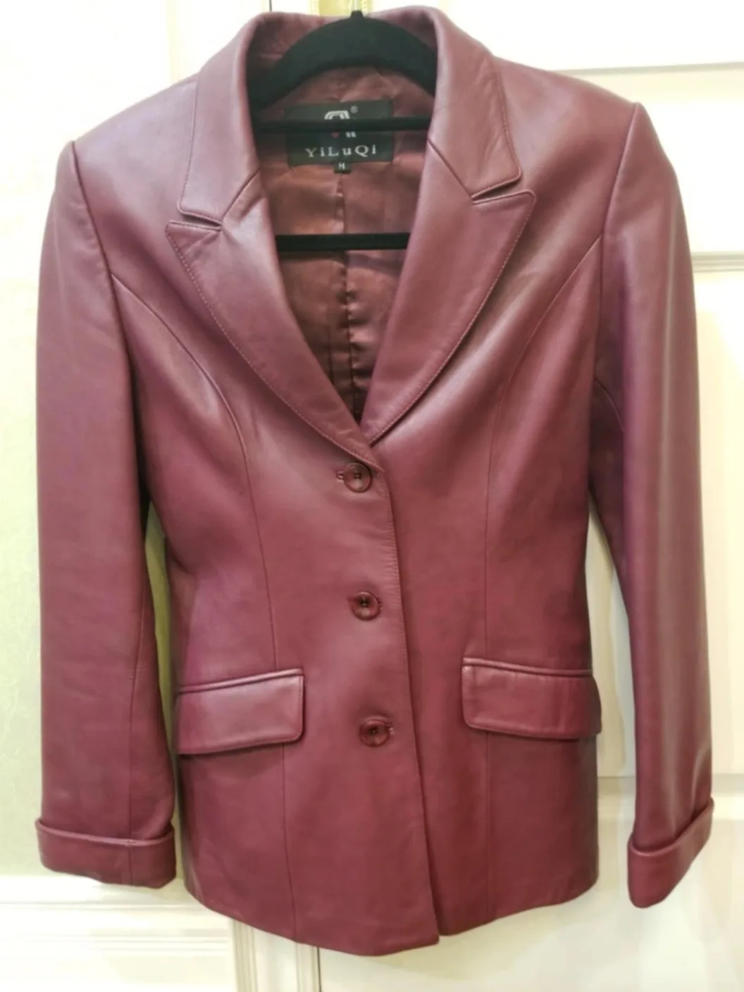 Burgundy Genuine Leather Blazer image indicator(2)