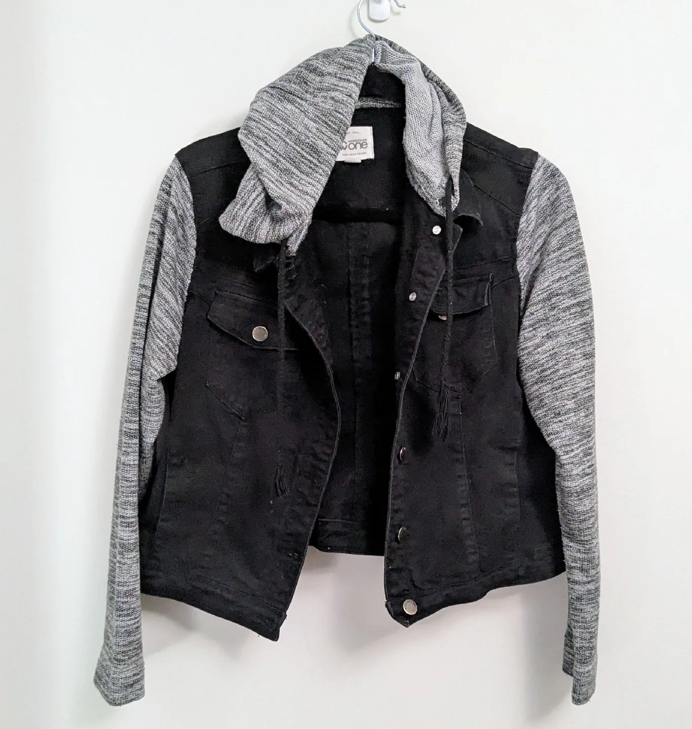 Black Denim Jacket with Grey Sleeves