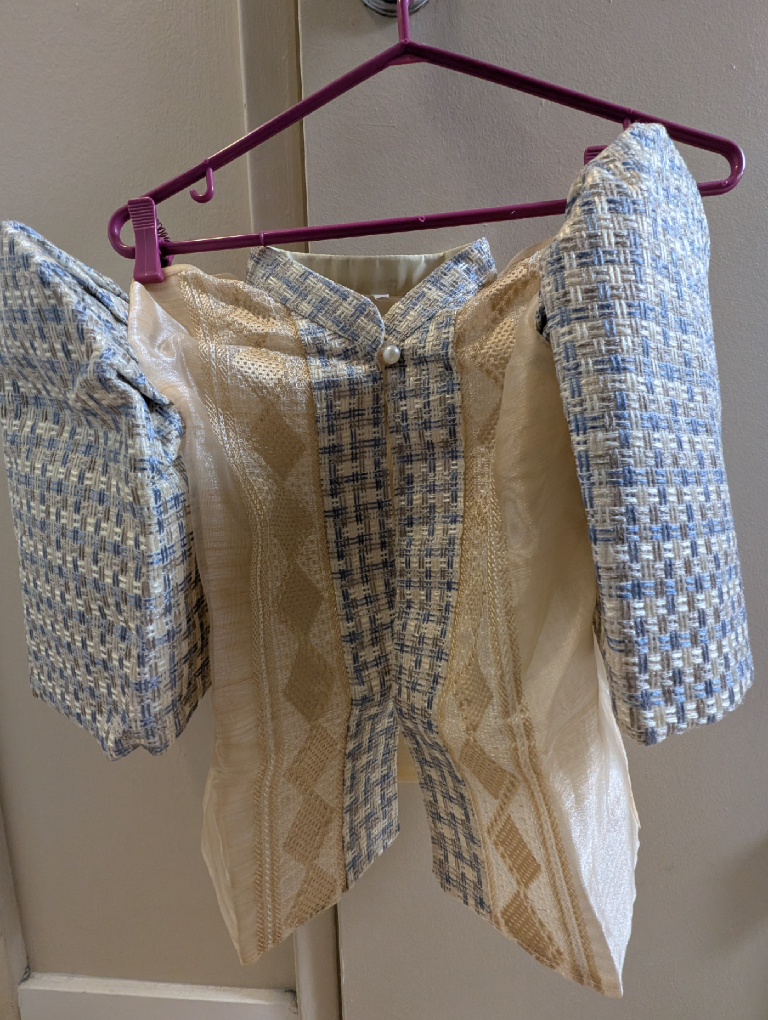 Beige & Blue Tweed Bolero Jacket - photo 4
