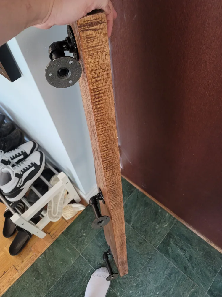 Rustic Wood Shelf with Pipe Brackets image indicator(2)