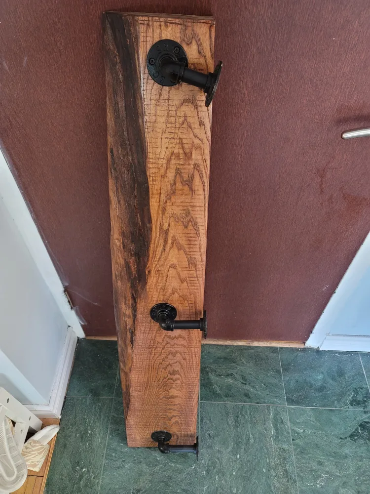 Rustic Wood Shelf with Pipe Brackets image indicator(3)