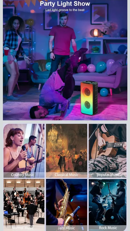 Portable Karaoke Bluetooth Speaker image indicator(3)