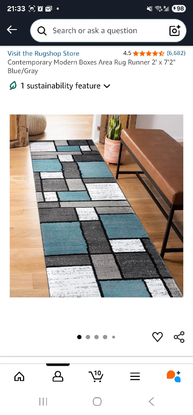 Contemporary Modern Boxes Area Rug Runner 2' x 7'2" Blue/Gray thumbnail