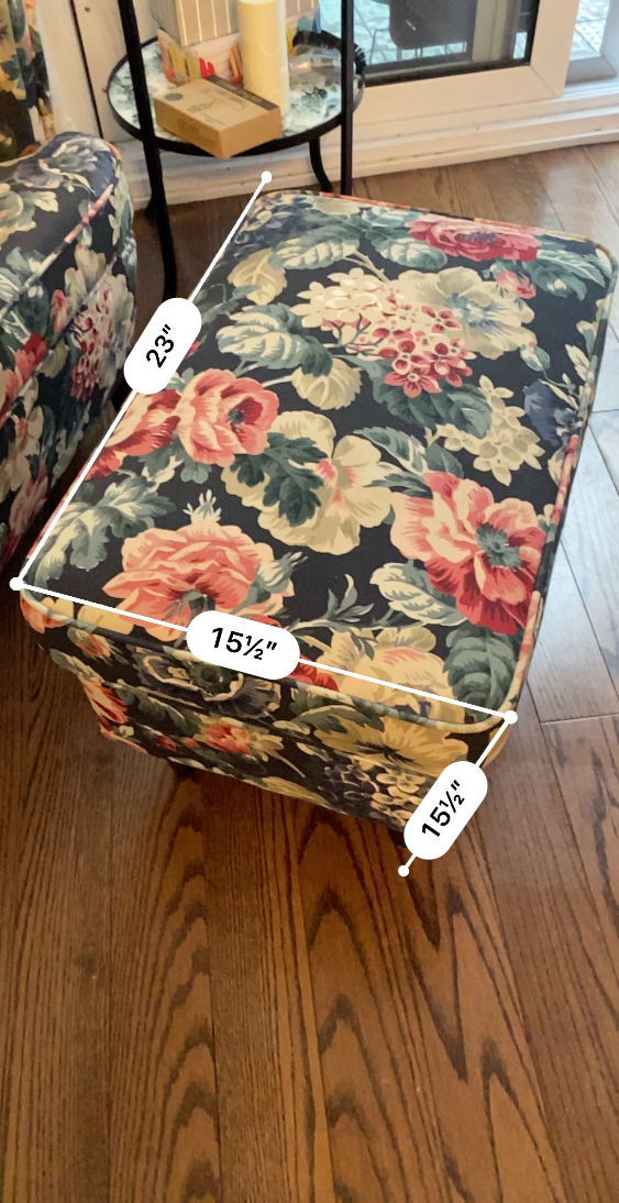 IKEA Floral Wingback Chair with Ottoman - photo 3