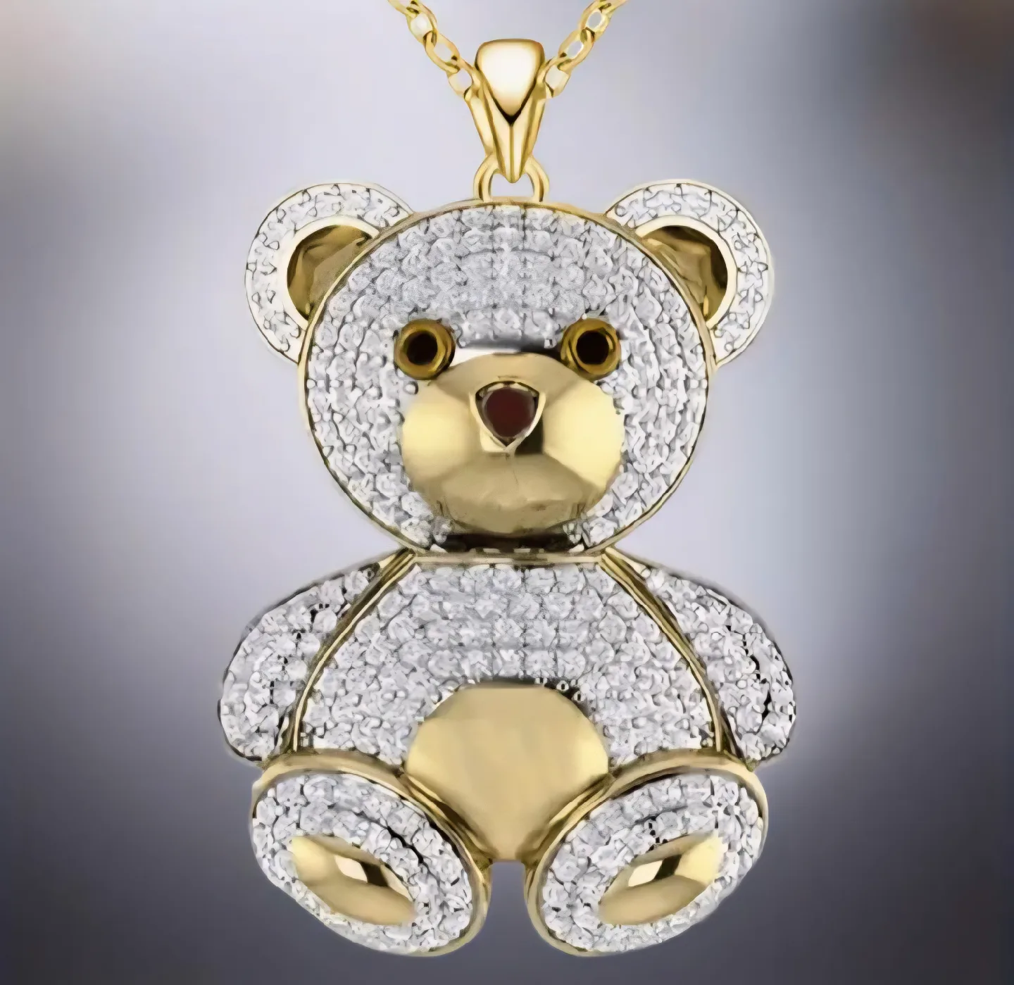 Gold Teddy Bear Pendant Necklace image indicator(2)