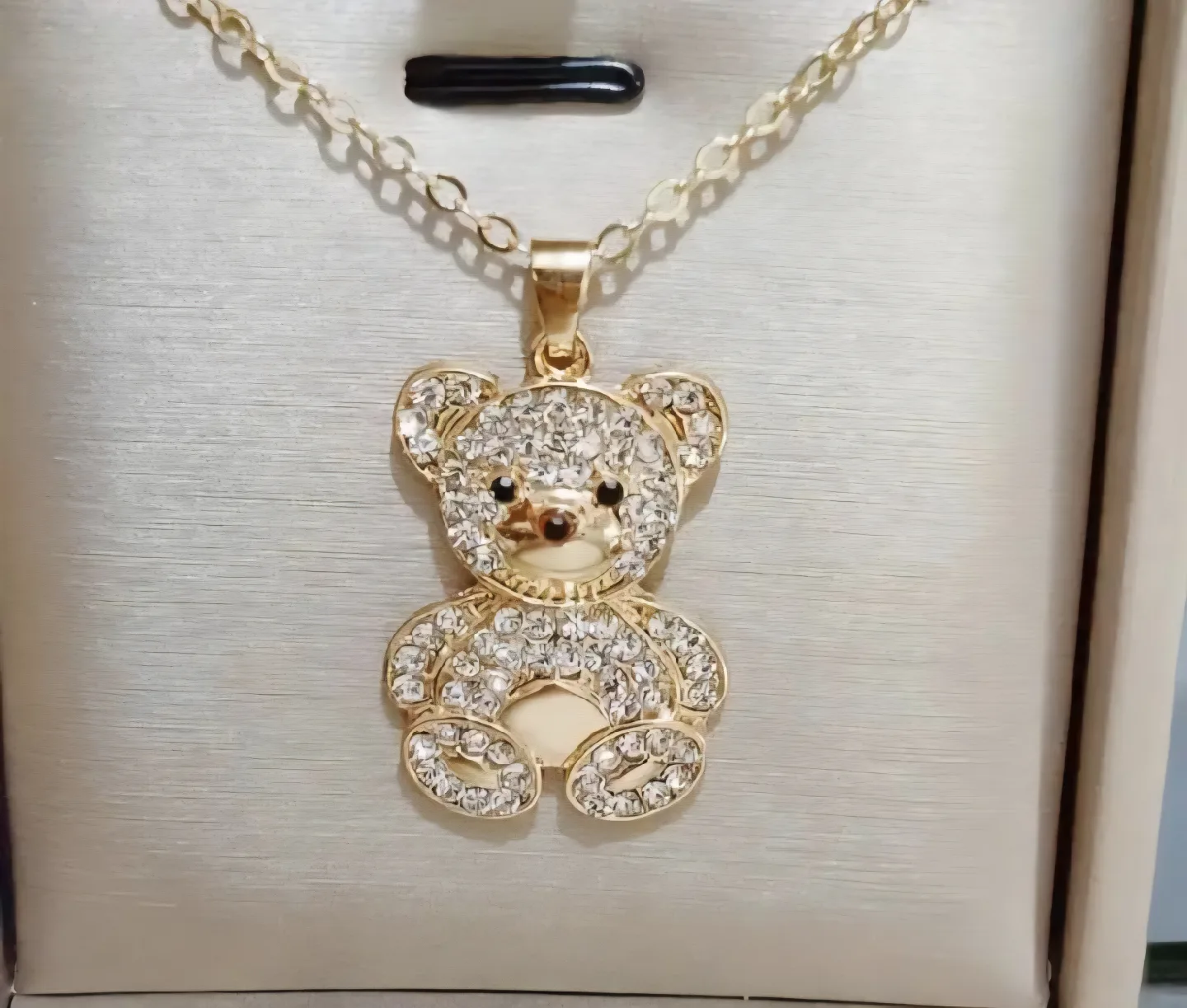Gold Teddy Bear Pendant Necklace image indicator(3)