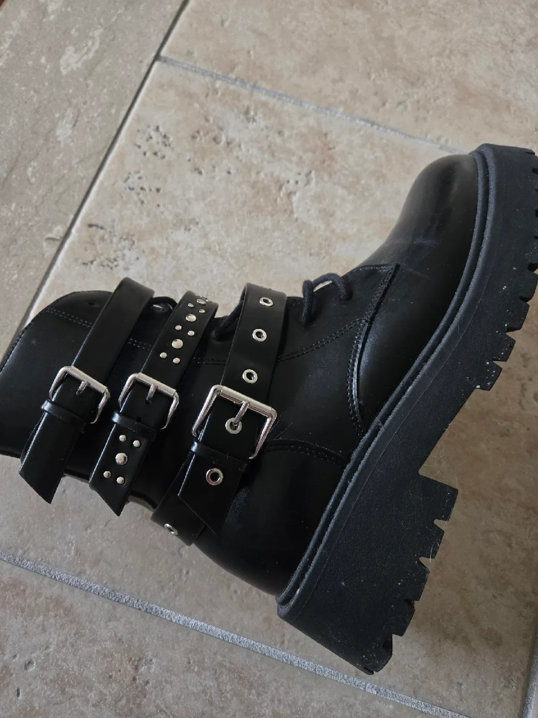 Zara Black Ankle Boots with Buckles, Size 7 image indicator(4)