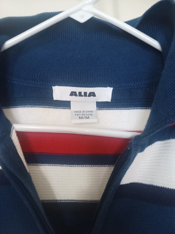 ALIA Striped Zip-Up Sweater - Size M - photo 2