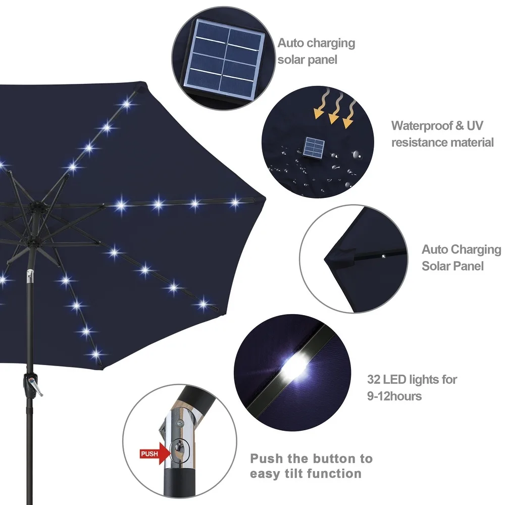NEW Solar LED Patio Umbrella - 7.5 ft image indicator(2)