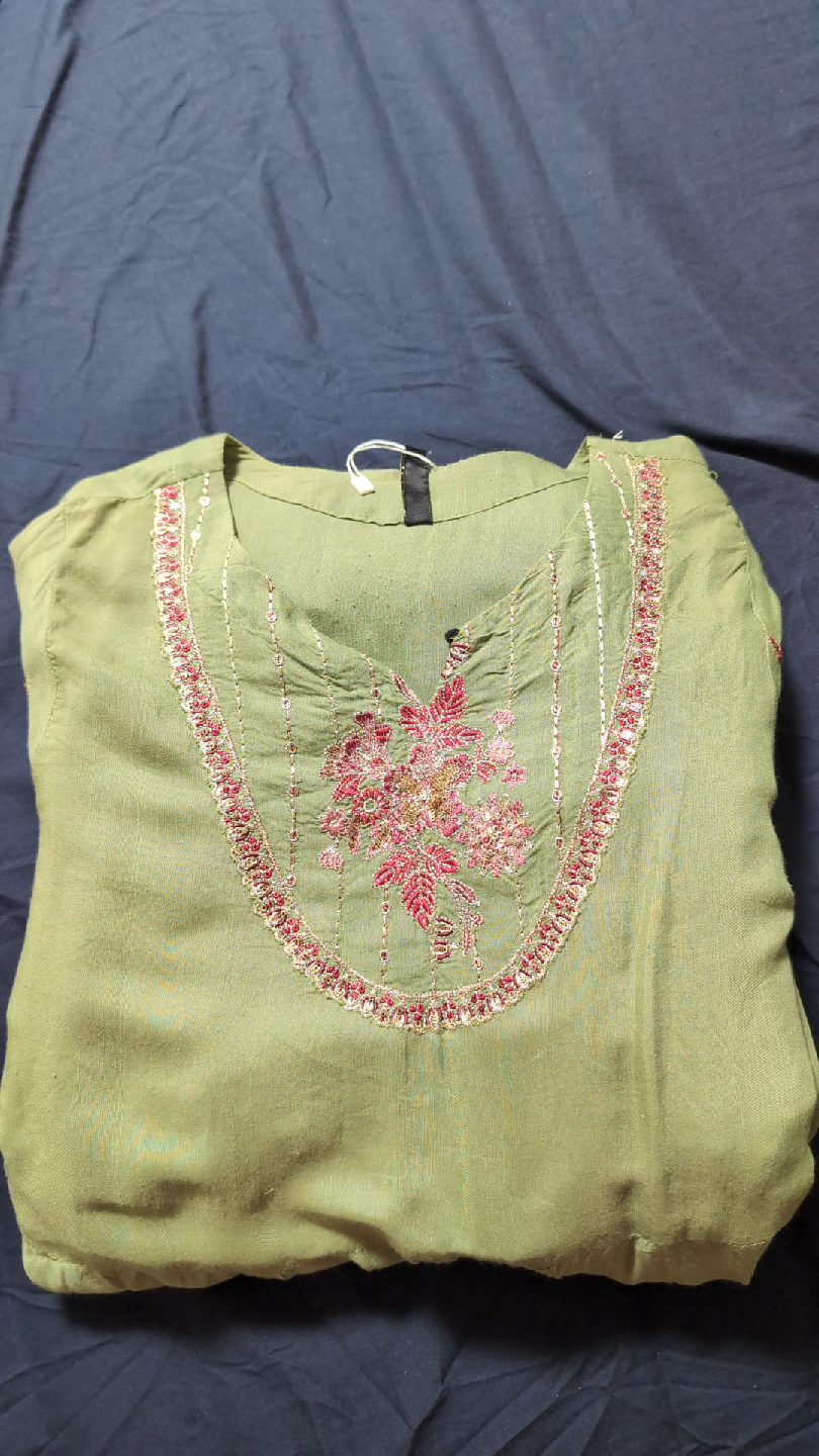 De Clare Green Embroidered Dress