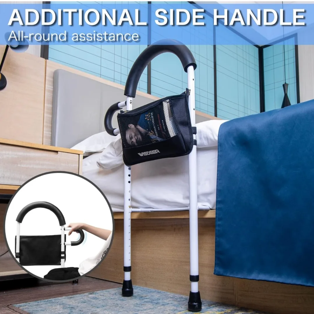 Bed Rail Bed Assist bar with Storage Pocket, Dual Handle Grab... image indicator(2)