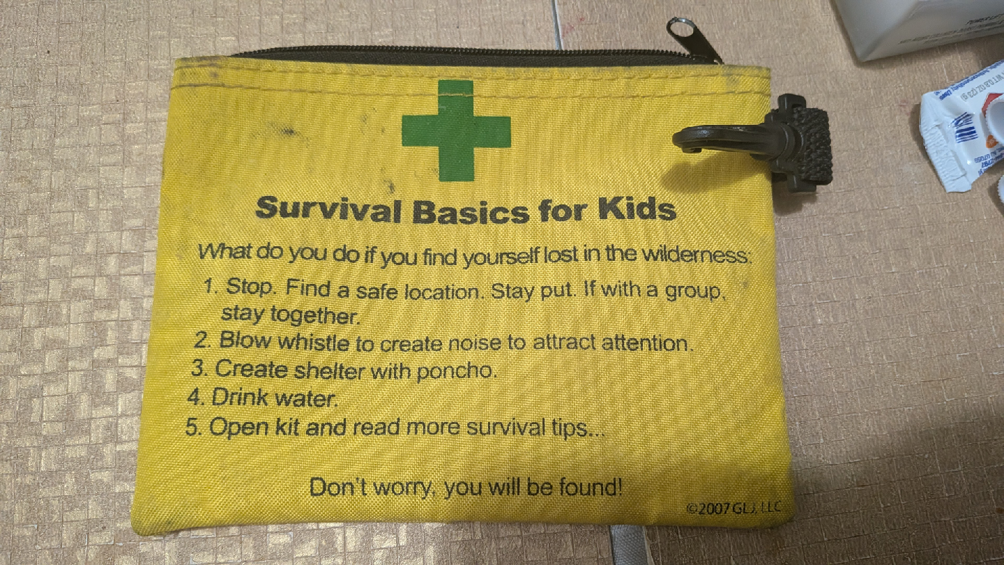 Survival Basics for Kids Yellow Pouch
