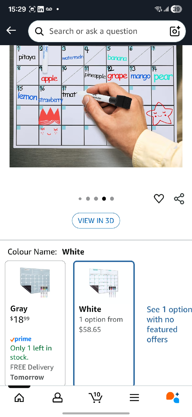 Dry Erase Magnetic Calendar and shopping list + Markers