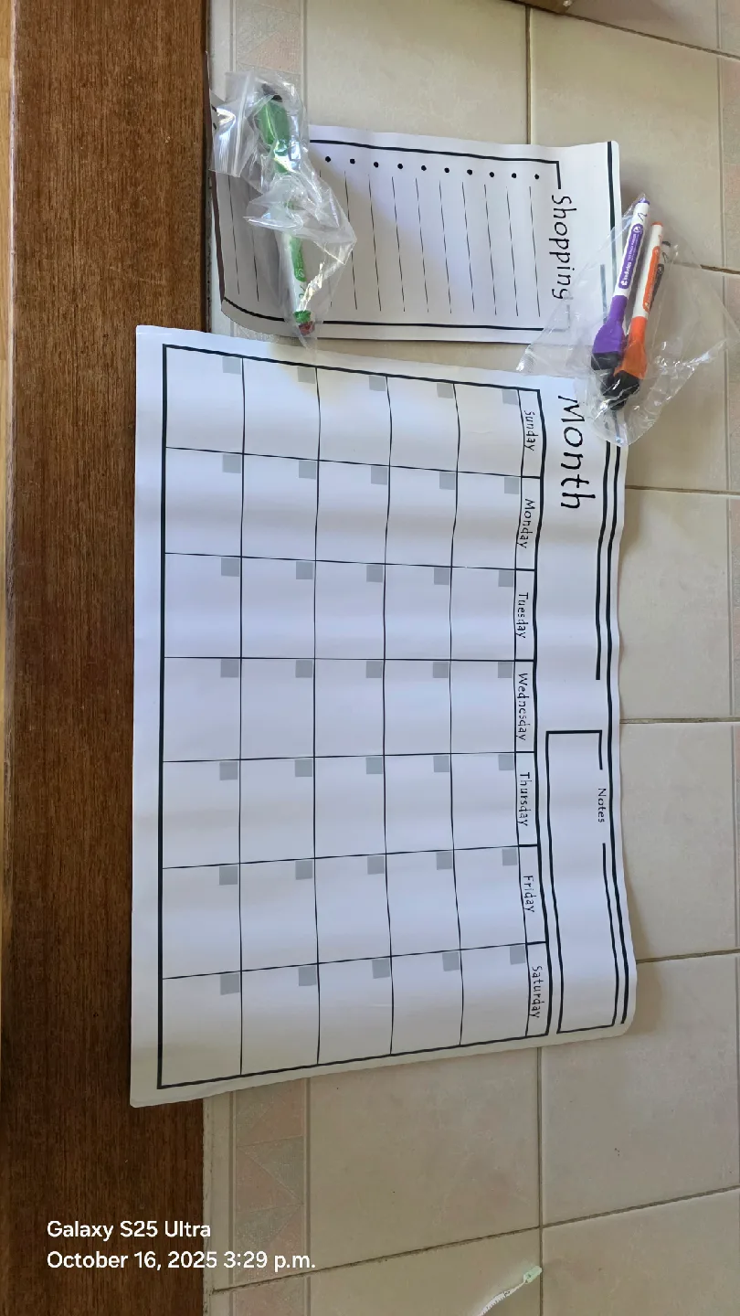 Dry Erase Magnetic Calendar and shopping list + Markers image indicator(2)