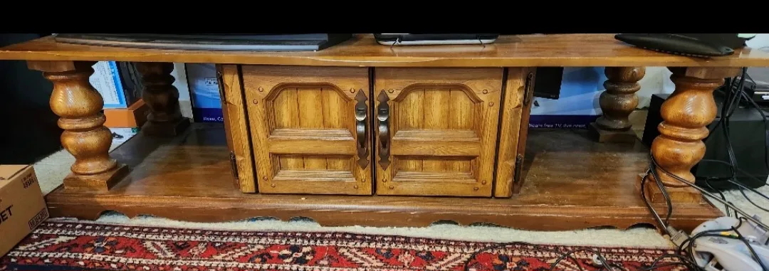 Vintage Wooden TV Stand with Storage thumbnail