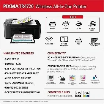 (NEW⭐) Canon Wireless printer (Print, copy, scan and fax) thumbnail