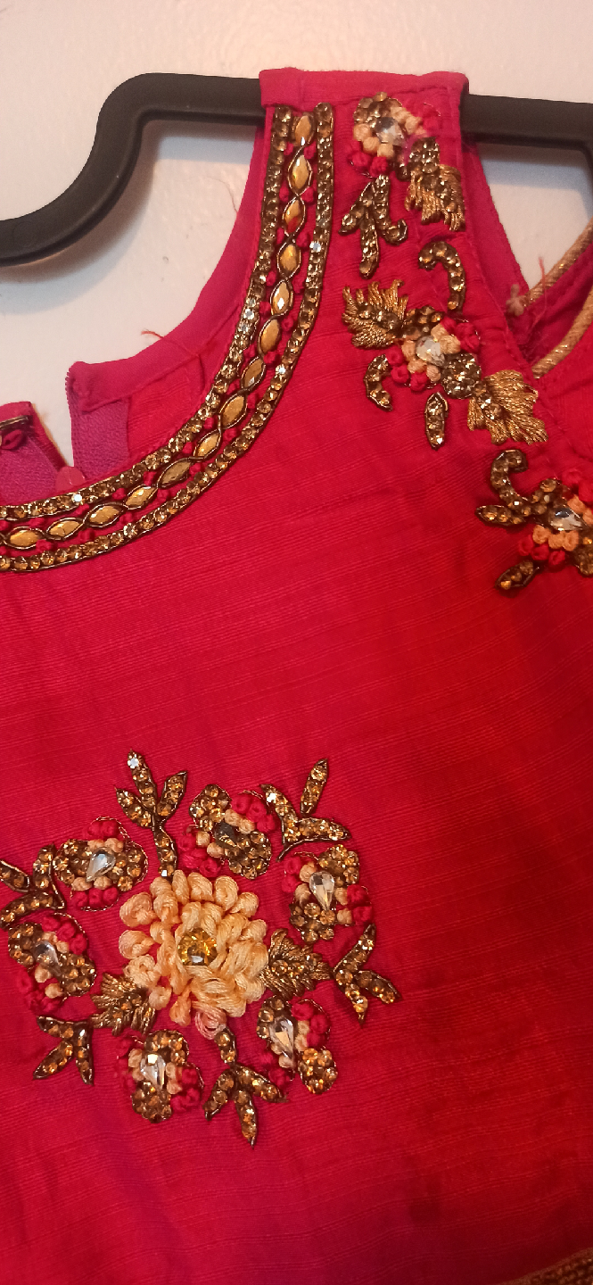 hot pink Embroidered Girls Dress. 3-5yrs - photo 2