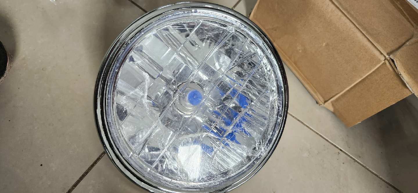 Motorcycle Headlight - Black & Chrome