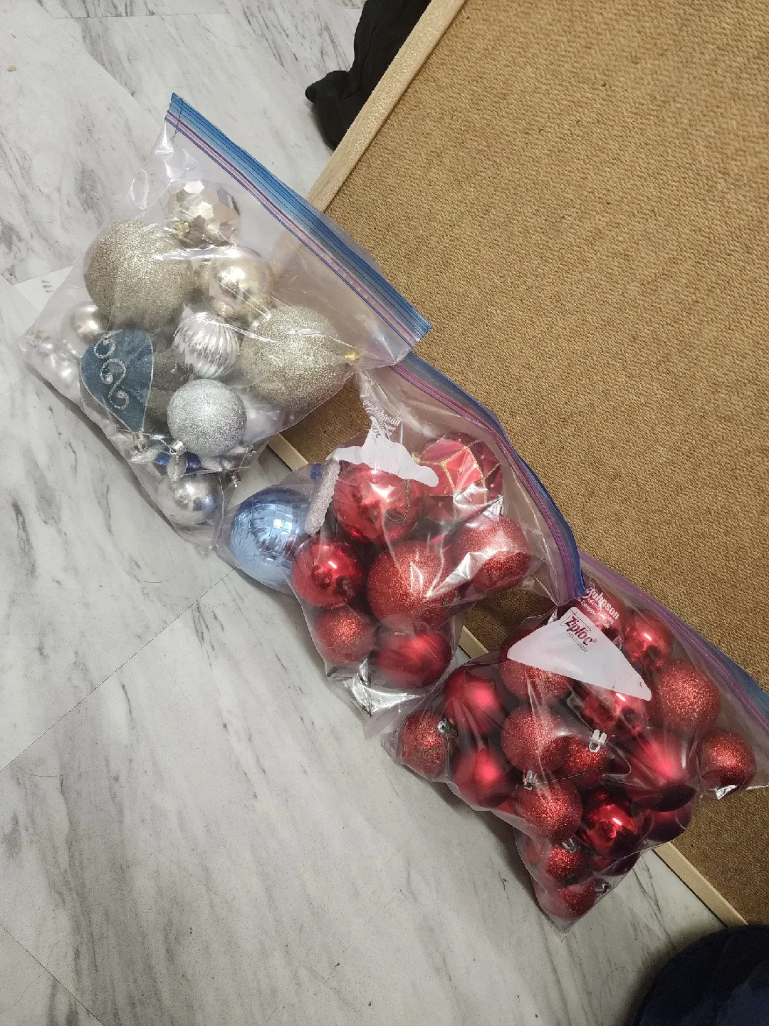 Christmas Ornaments - Red, Silver, Blue