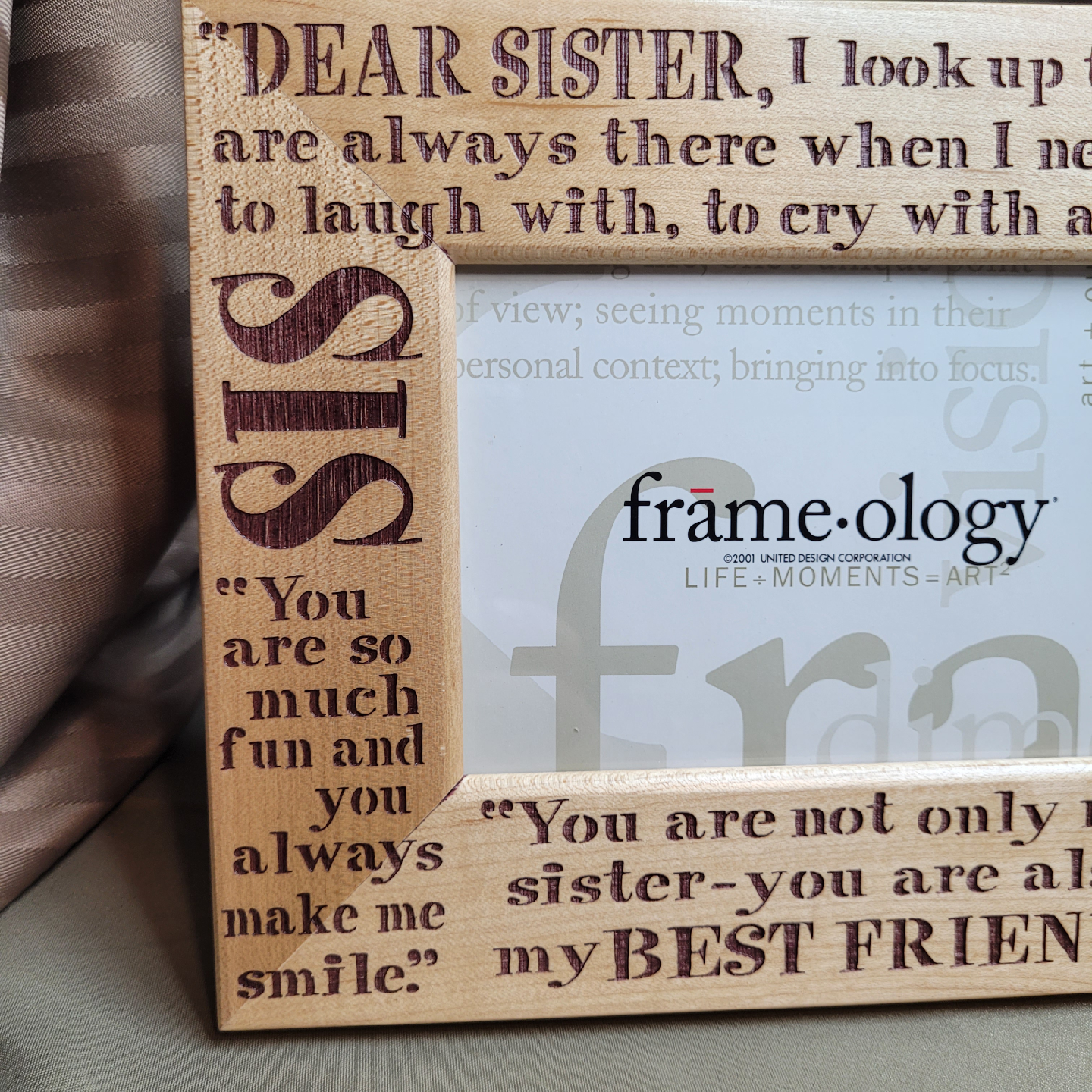 Wooden Sister Frame Holds 3 3/4 x 5 3/4" Picture - photo 2