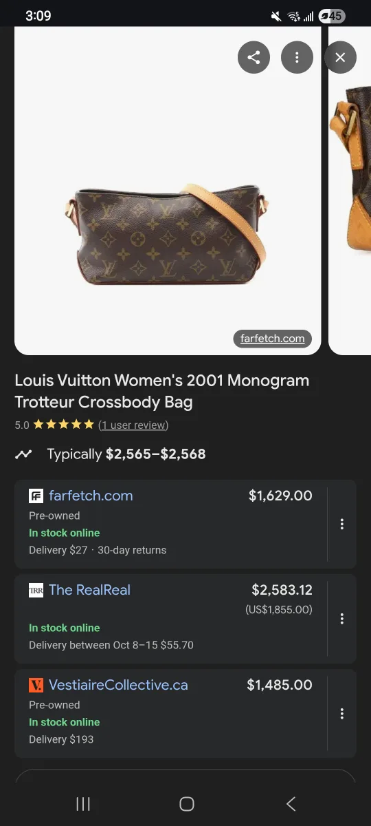 VINTAGE Louis Vuitton Monogram Canvas Trotteur cross body bag image indicator(10)