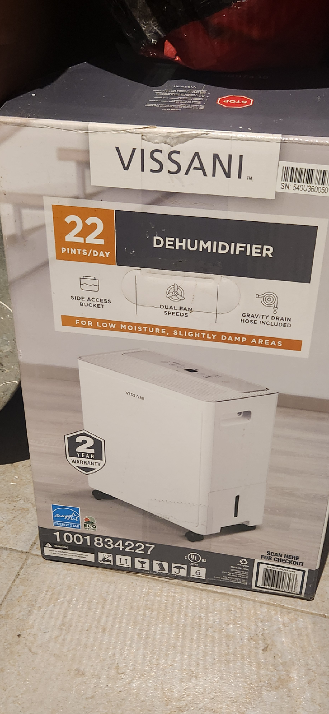 Vissani 22 Pints/Day Dehumidifier