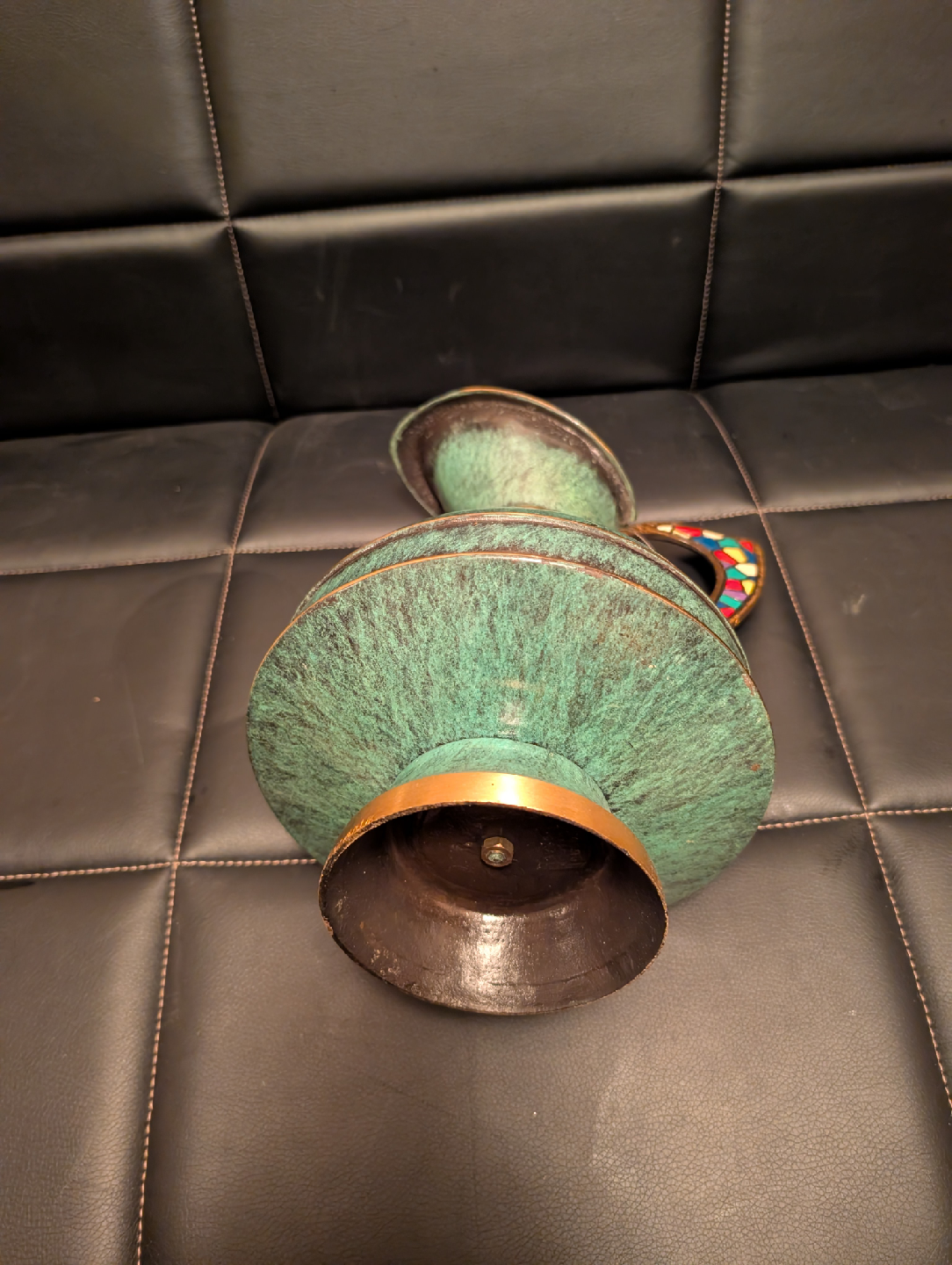 vintage dayagi verdigris green brass pitcher - photo 2