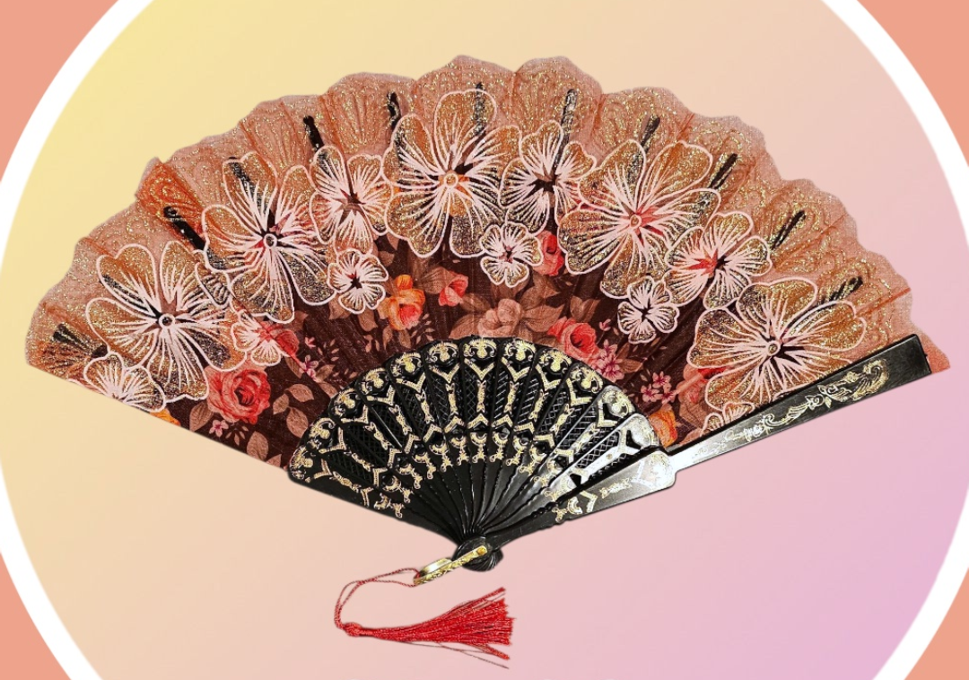 🤎 Foldable Cloth Fan with Tassel - photo 3