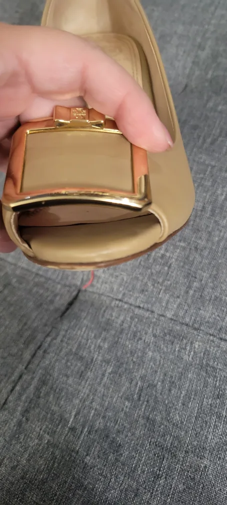 Tory Burch Nude Leather Wedges 6.5 size image indicator(4)