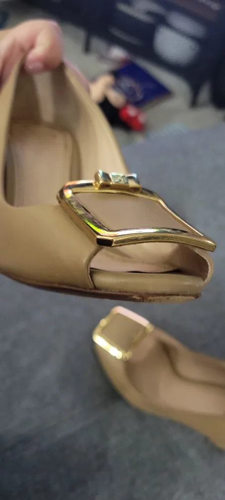 Tory Burch Nude Leather Wedges 6.5 size image indicator(6)