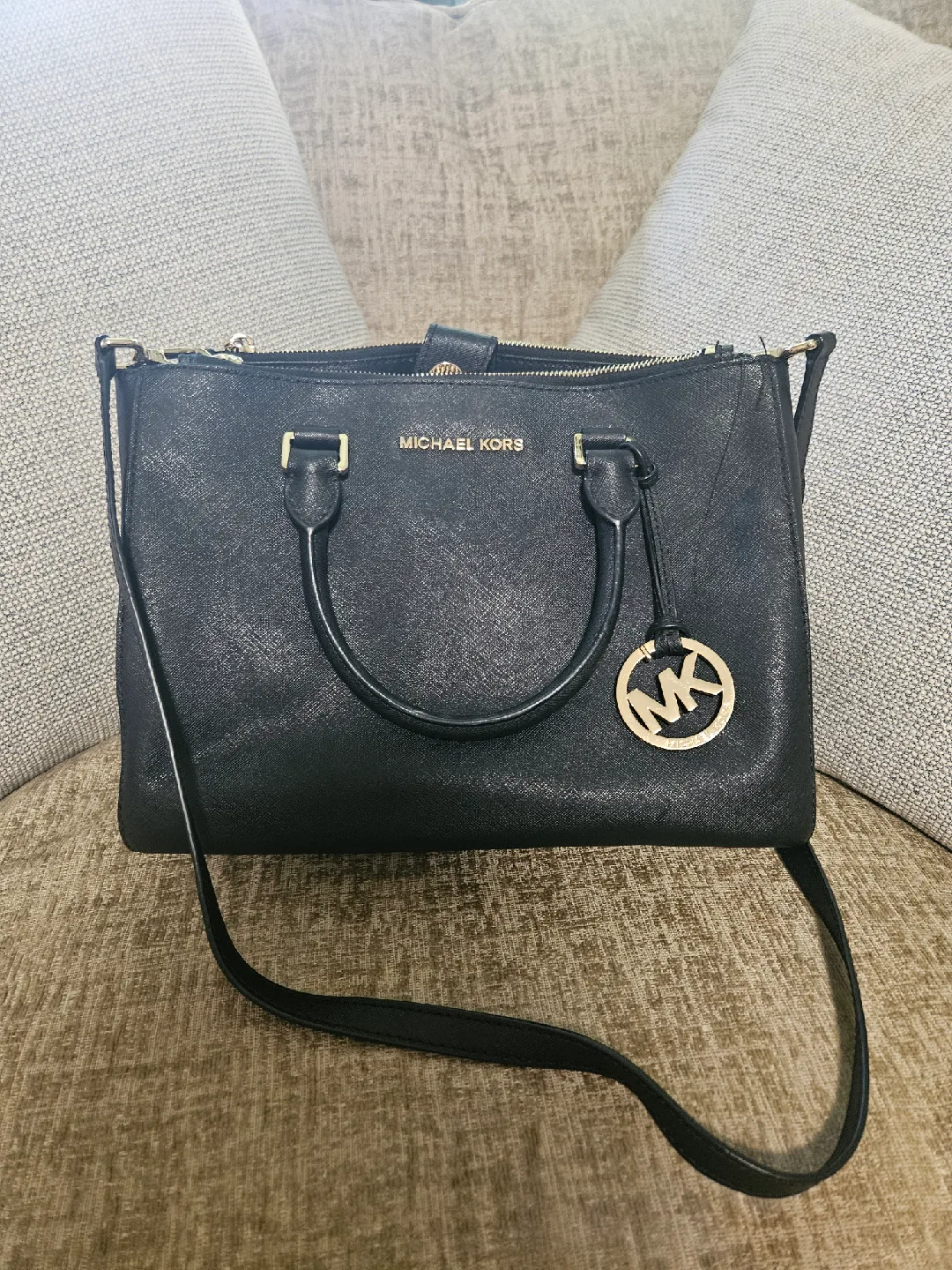 Michael Kors Black Leather Satchel image indicator(3)