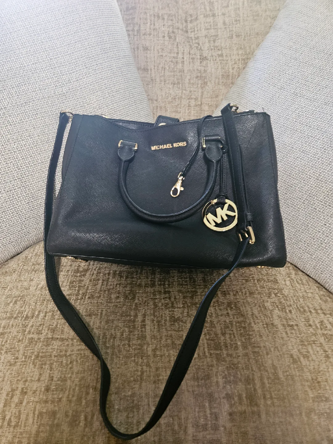 Michael Kors Black Leather Satchel image indicator(4)