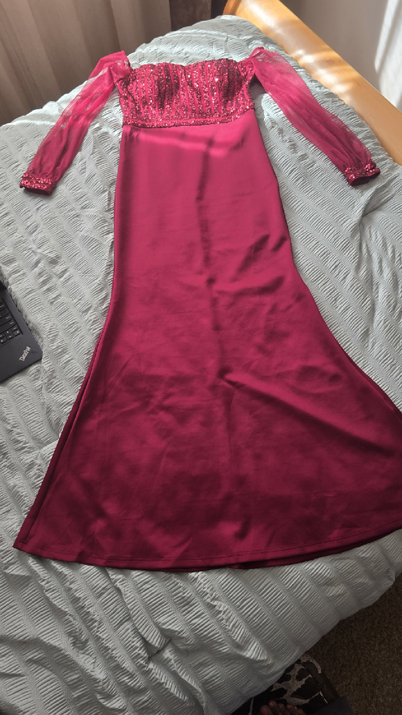 Burgundy Sequin Top Formal Dress XL / Size 10 - photo 2