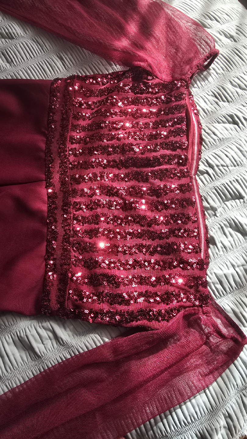 Burgundy Sequin Top Formal Dress XL / Size 10 - photo 4
