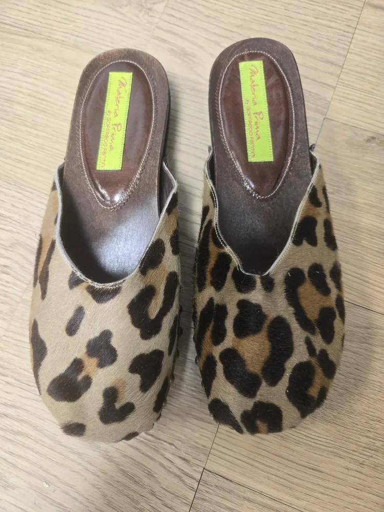 Materia Prima by Goffredo Fantini Leopard Print Mules - Size 39