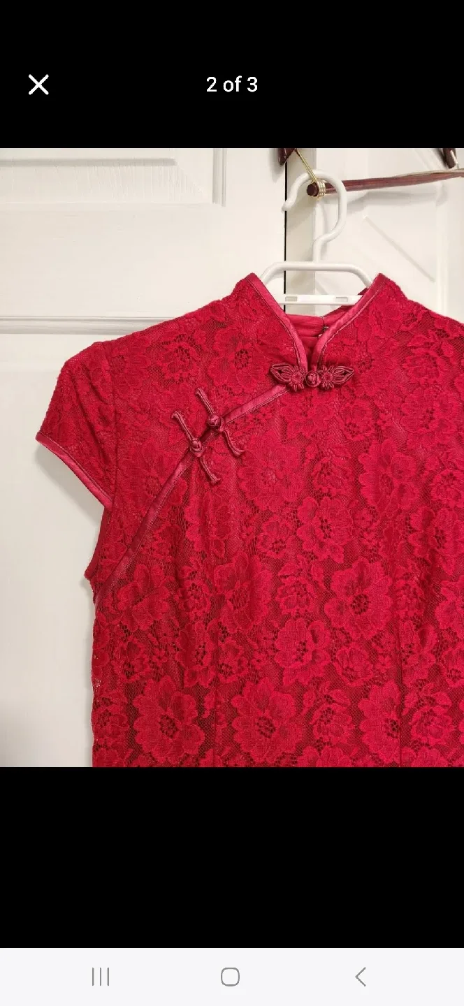 Red Lace Cheongsam Dress image indicator(2)