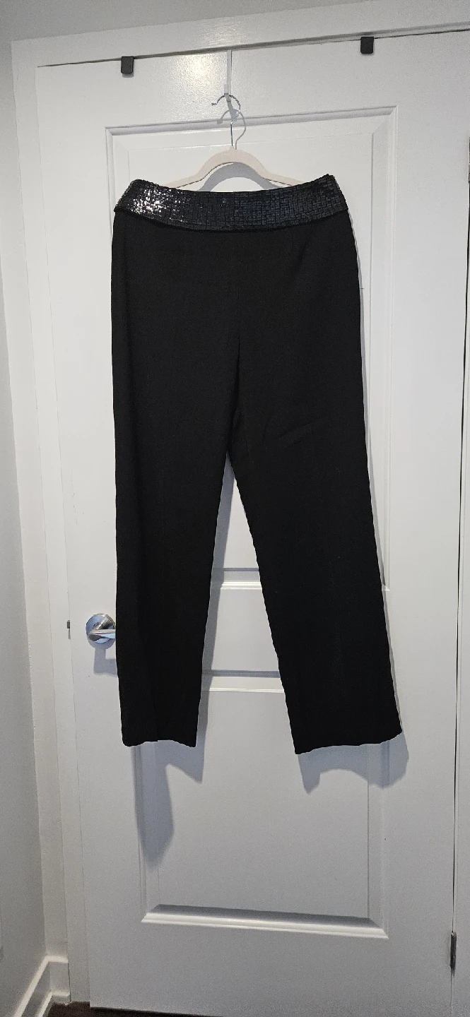 Black Dress Pants with removable Sequin Waistband, Size 10 to 12 - photo 5