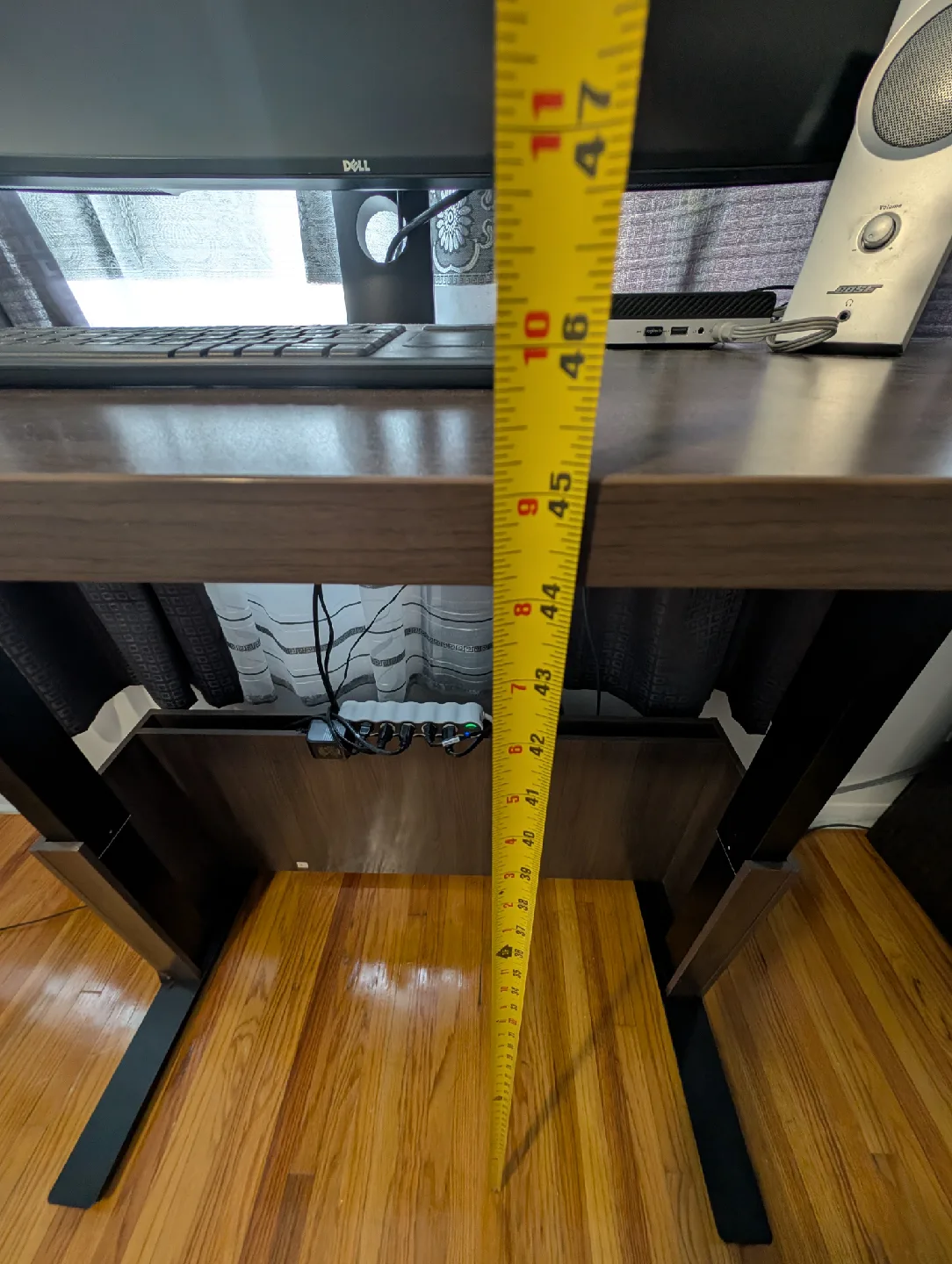 Heavy Duty Adjustable Height Standing Desk, Brown, 48"x24" image indicator(5)