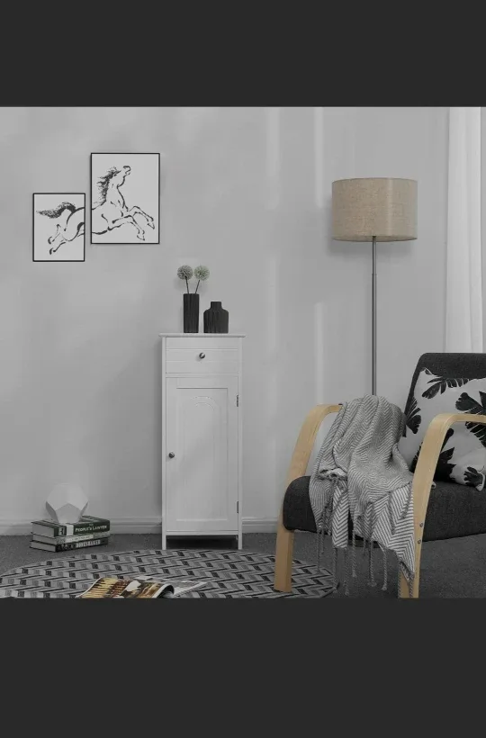 VASAGLE White Bathroom Storage Cabinet image indicator(2)