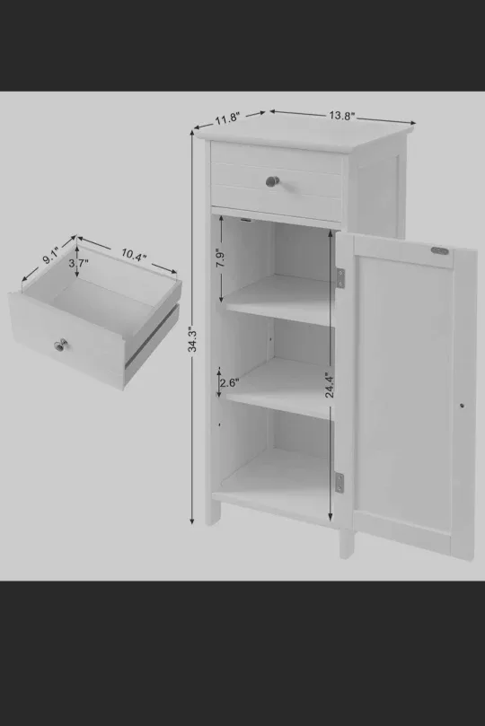 VASAGLE White Bathroom Storage Cabinet image indicator(3)