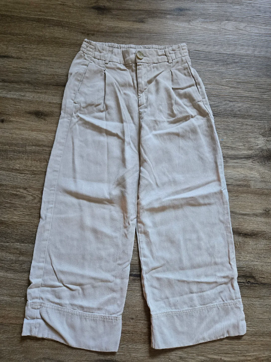 Zara kids Beige Cropped Wide Leg Pants size 9y thumbnail